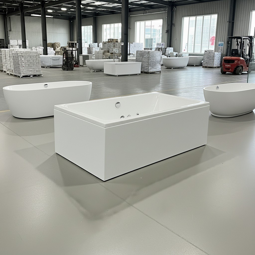 Trieste Flat Acrylic Freestanding Bathtub Made in Turkey